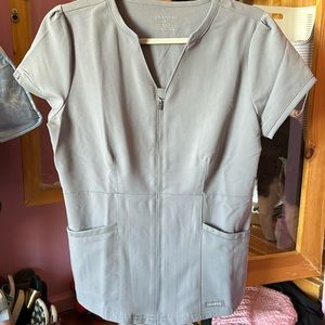 Gray jaanuu zipper scrub top